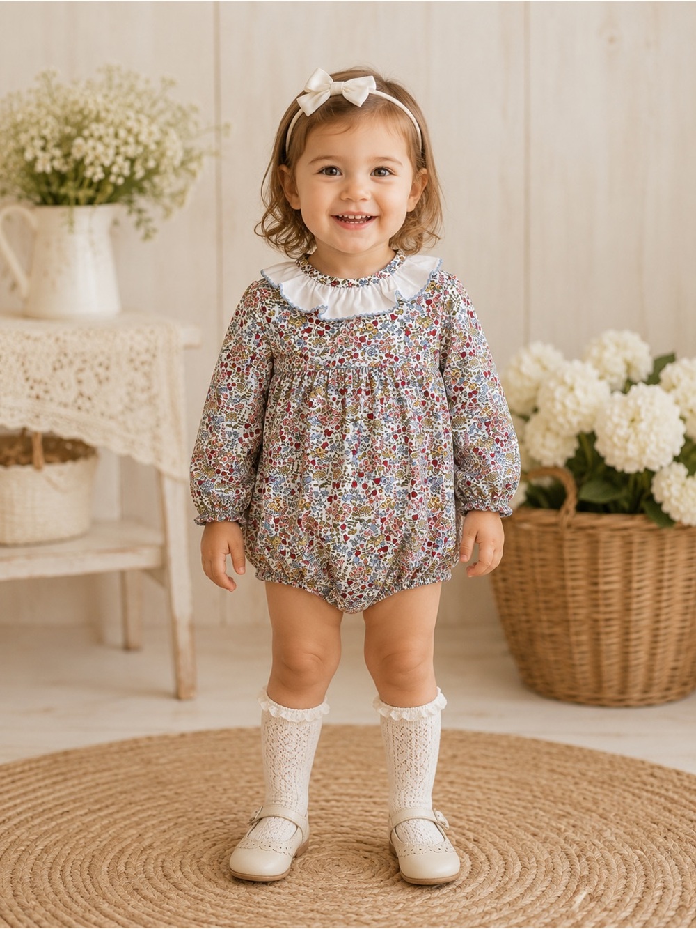 Edgehill Collection Girls Floral Bubble Romper 3M NWT